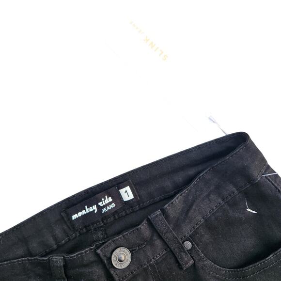 Monkey Ride Junior Girls Black Cotton Denim Silvia Skinny Jeans Size 1 / Small - Picture 2 of 3